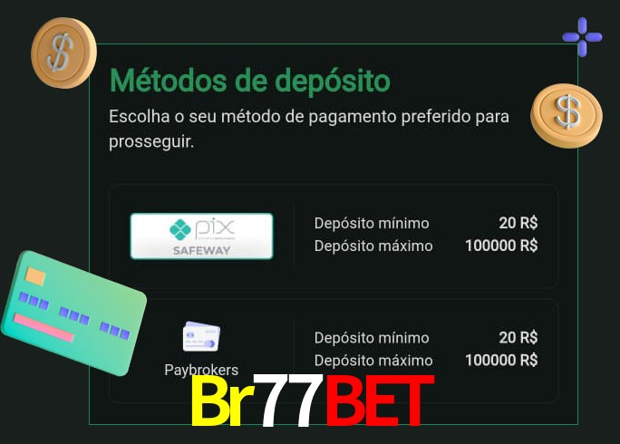 O cassino Br77Bet oferece uma grande variedade de métodos de pagamento